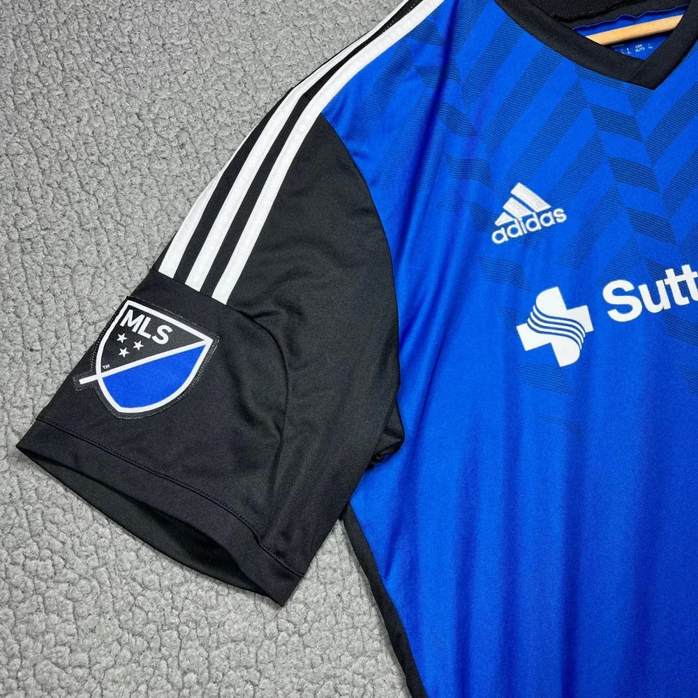 Adidas San Jose Earthquakes MLS Soccer Jersey 2014 2015 Blue Black Mens XL